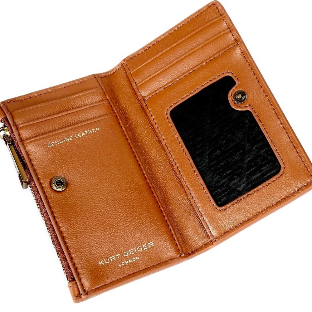 Kurt Geiger Lambskin Leather Bifold Wallet “Kensington”Tan W/RFID NWT & Gift Box - Picture 4 of 16